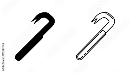 Crowbar tool outline with transparent background