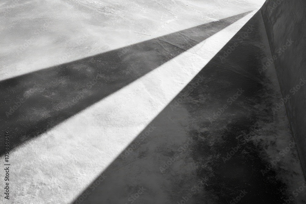 Fototapeta premium Abstract black and white image showing dramatic shadows across a textured surface