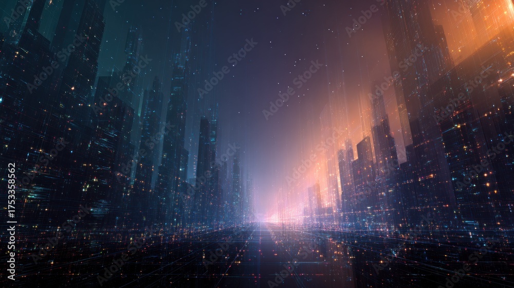 Obraz premium Futuristic cityscape at night