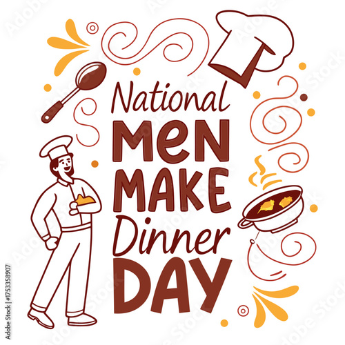 NATIONAL MEN MAKE DINNER DAY vector illustration