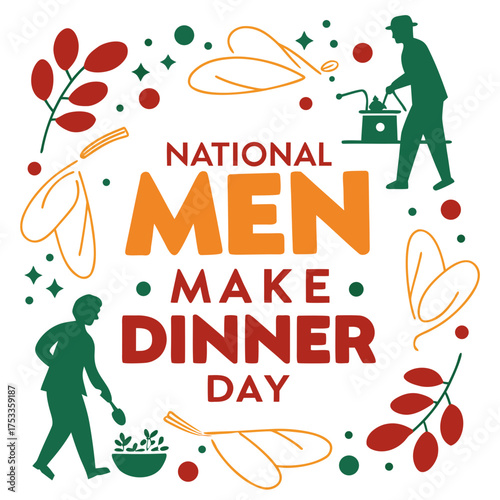 NATIONAL MEN MAKE DINNER DAY vector illustration