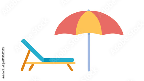 beach umbrella and chair