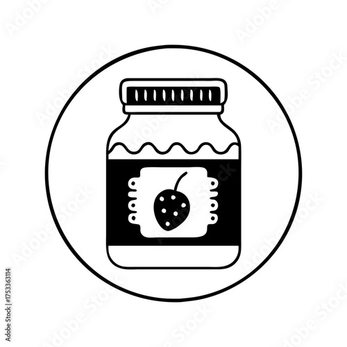 Vector art of a jar of strawberry jam, a sweet treat for breakfast or snack time