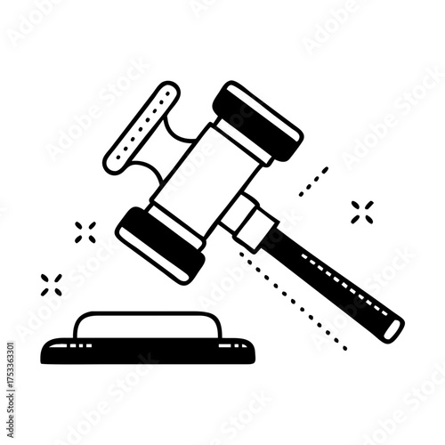 Illustration of a gavel, a symbol of law, justice, and legal proceedings