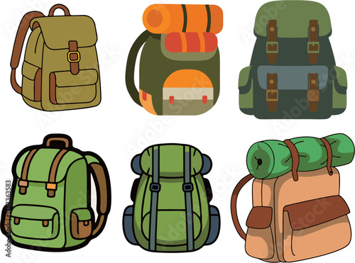 A vector of Various Bag Backpack 