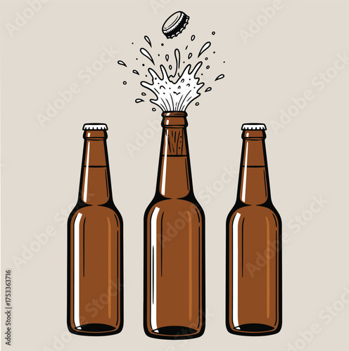 Beer bottles alcohol drink beverage refreshment party celebration brewery pub bar lager ale stout ipa craft beer on white background