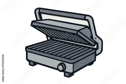 Modern kitchen appliance electric contact grill open for preparing toasted sandwiches