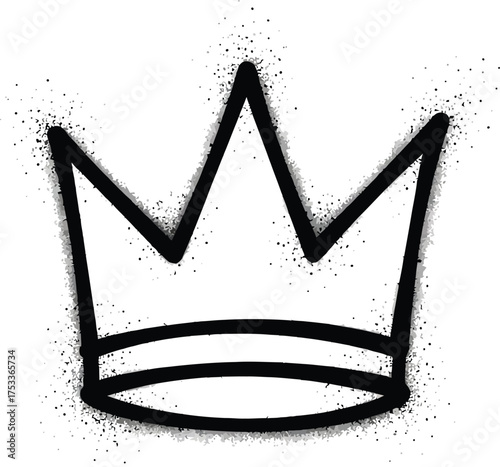 Simple Crown Shape Black Paint Splatter Grunge Style on White Background