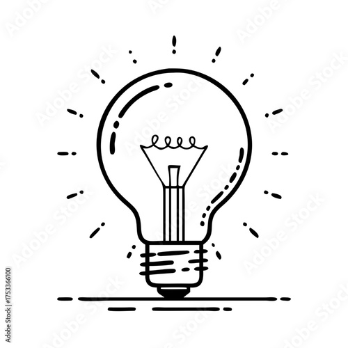 Illustration of a lightbulb, , representing a bright idea and innovation