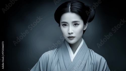 Eastern woman in simple attire, silently contemplating