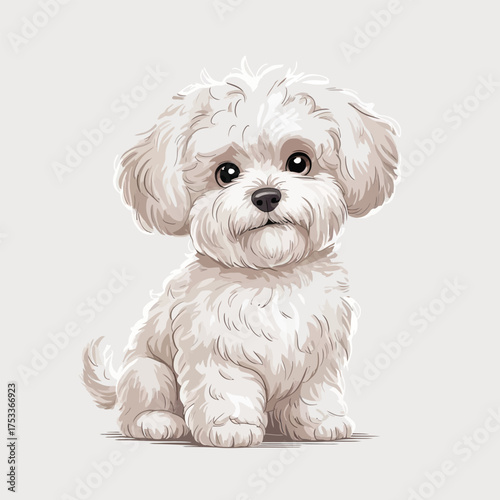Cute cartoon a illustrator vector Bichon Frisé