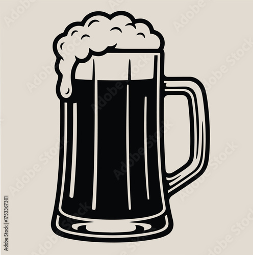 Beer drink alcohol beverage mug glass foam pub bar brewery refreshment party celebration oktoberfest stout on white background