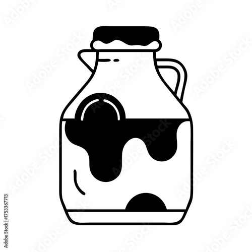 Illustration of milk jug icon, a dairy product for breakfast and cooking
