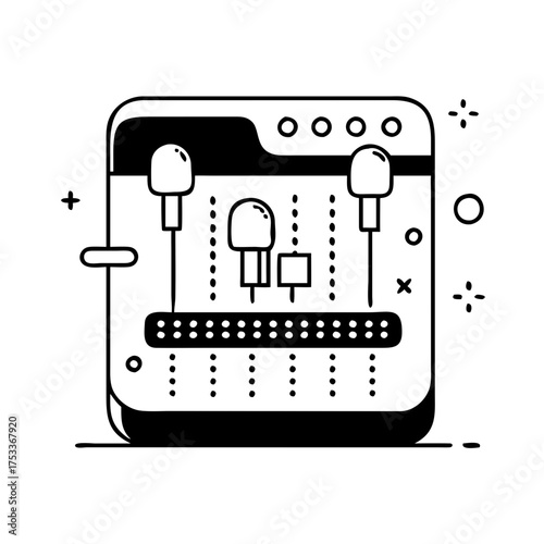 Vector art of sound mixer icon professional audio equipment for music production and djing