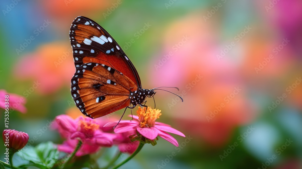 Fototapeta premium Butterfly feeding on flower