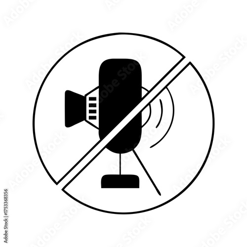 Vector art of no video recording sign symbol indicating that video recording is prohibited