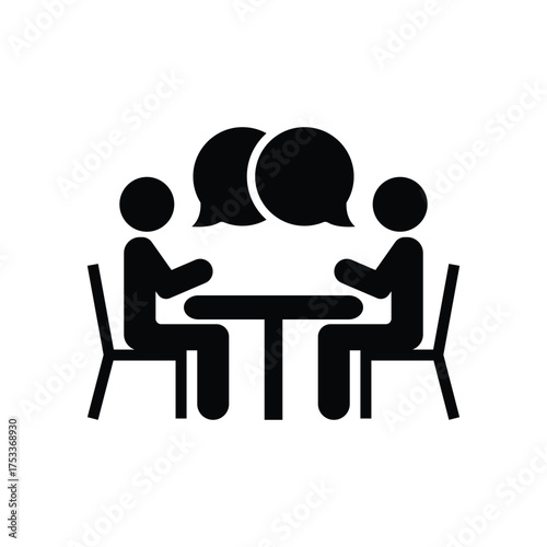two people at the table icon, vector illustration eps10