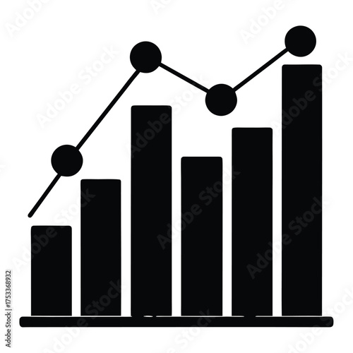 Bar graph and line graph illustration depicting business data trends