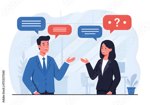 People communicating with speech bubbles