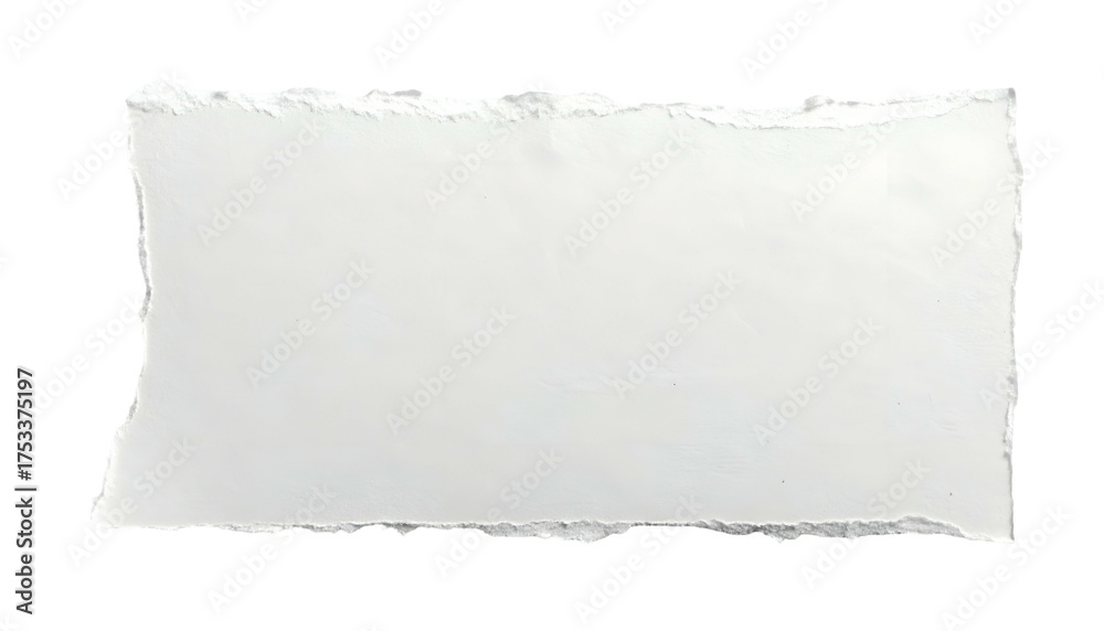 Obraz premium Isolated rectangle of torn white paper with rough edges against a stark black background