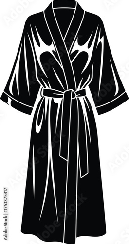 Black and white kimono robe with belt for comfort and relaxation
