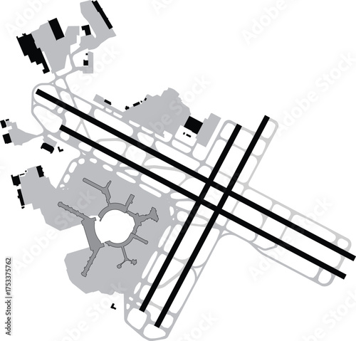 Airport Diagram of SFO (San Francisco) | Blank Plan Map of terminals, boarding areas, and runways