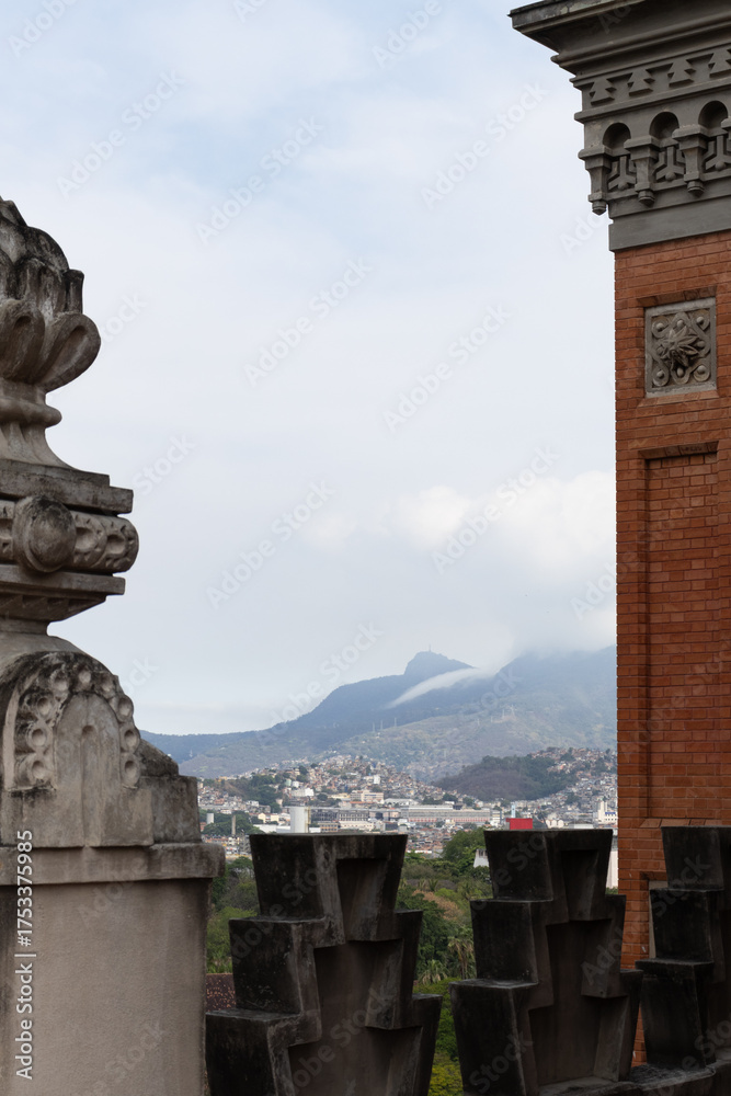 Fototapeta premium City and Mountains View from the Top of a Castle
