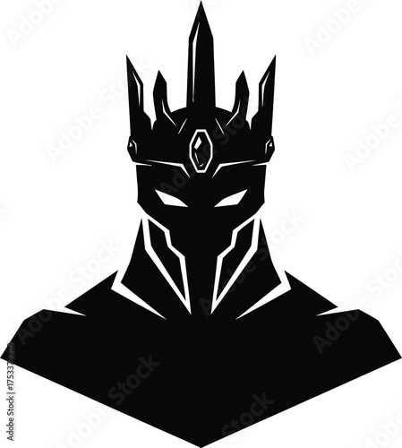 Dark Lord Vector Illustration with Crown Majestic Figure and Powerful Aura