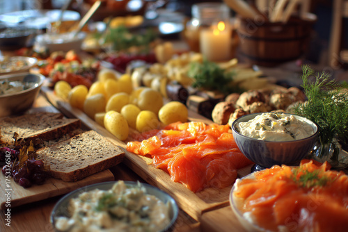 Traditional Swedish Smörgåsbord - authentic buffet with cultural significance and heritage food preparation