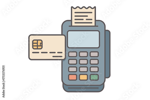 Credit card payment terminal accepting chip card and printing receipt