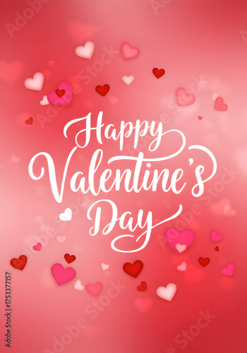 Valentines day greeting card with hearts