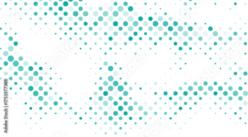 Elegant teal halftone pattern with a gradient of circles creating a dynamic, visually appealing design on a clean white background, perfect for modern graphic projects
