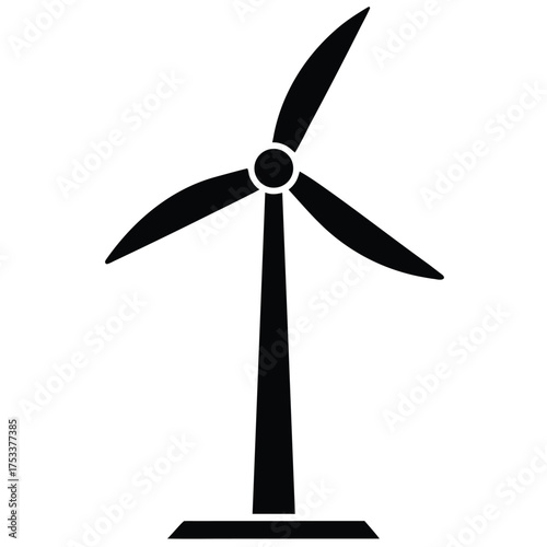 Wind turbine minimalist illustration generating clean energy and promoting sustainability