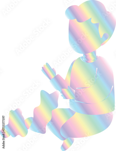 Holographic Boy Unpacking Presents