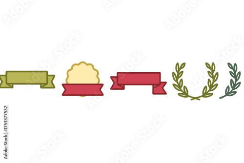 Award ribbons banners and laurel wreath icons set for achievement
