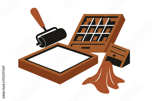 Essential equipment for manual screen printing workshop and craft projects