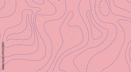 Elegant wave pattern in a light pink backdrop is contrasted by wavy lines in a subtle indigo, creating a modern, artistic, and abstract design evoking fluidity