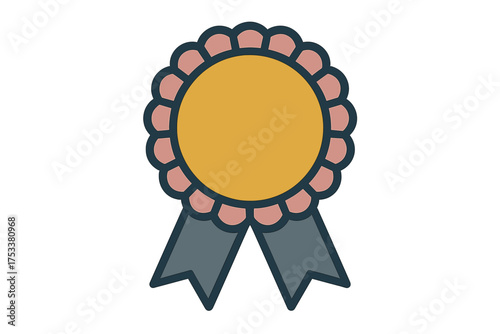 Blank award ribbon rosette icon with empty center space for text