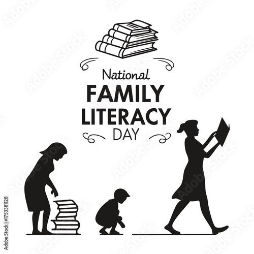 NATIONAL FAMILY LITERACY DAY vector illustration