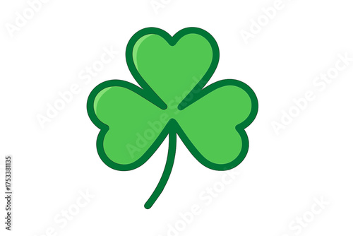 Simple green shamrock icon with dark outline and light shading