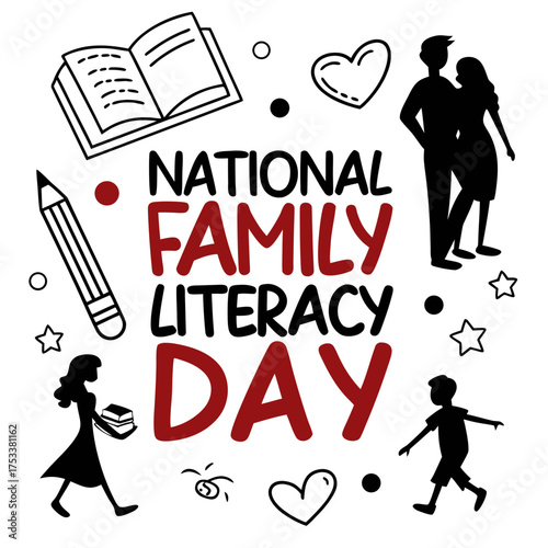 NATIONAL FAMILY LITERACY DAY vector illustration