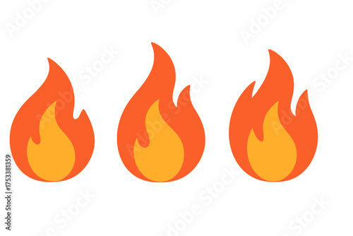 Three stylized orange and yellow flame icons displayed in a row