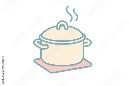 Steaming cooking pot icon on protective heat resistant mat