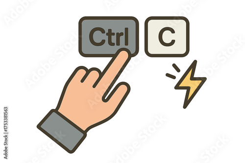 Hand finger pressing control and C keys for copy command
