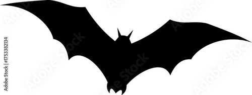 Bat icon vector illustration designed with sleek minimal lines and balanced silhouette, representing the mysterious nocturnal creature often associated with night, Halloween, mystery, and darkness.