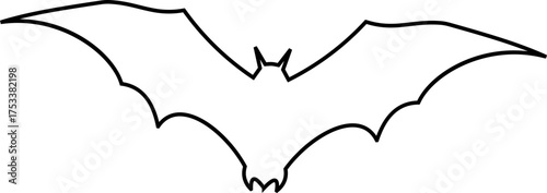 Bat icon vector illustration designed with sleek minimal lines and balanced silhouette, representing the mysterious nocturnal creature often associated with night, Halloween, mystery, and darkness.