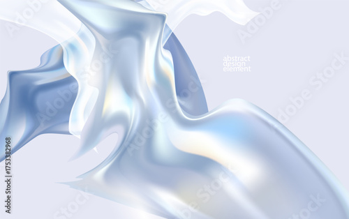 Abstract light glass background.  Liquid blue shape with transparency and glow.