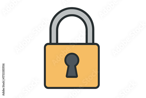 Closed yellow padlock icon with gray shackle symbolizing digital security and privacy protection