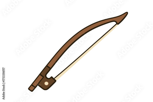 Simple brown string instrument bow isolated on white background