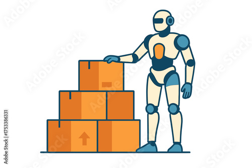 Automated warehouse robot stacking cardboard shipping boxes for logistics